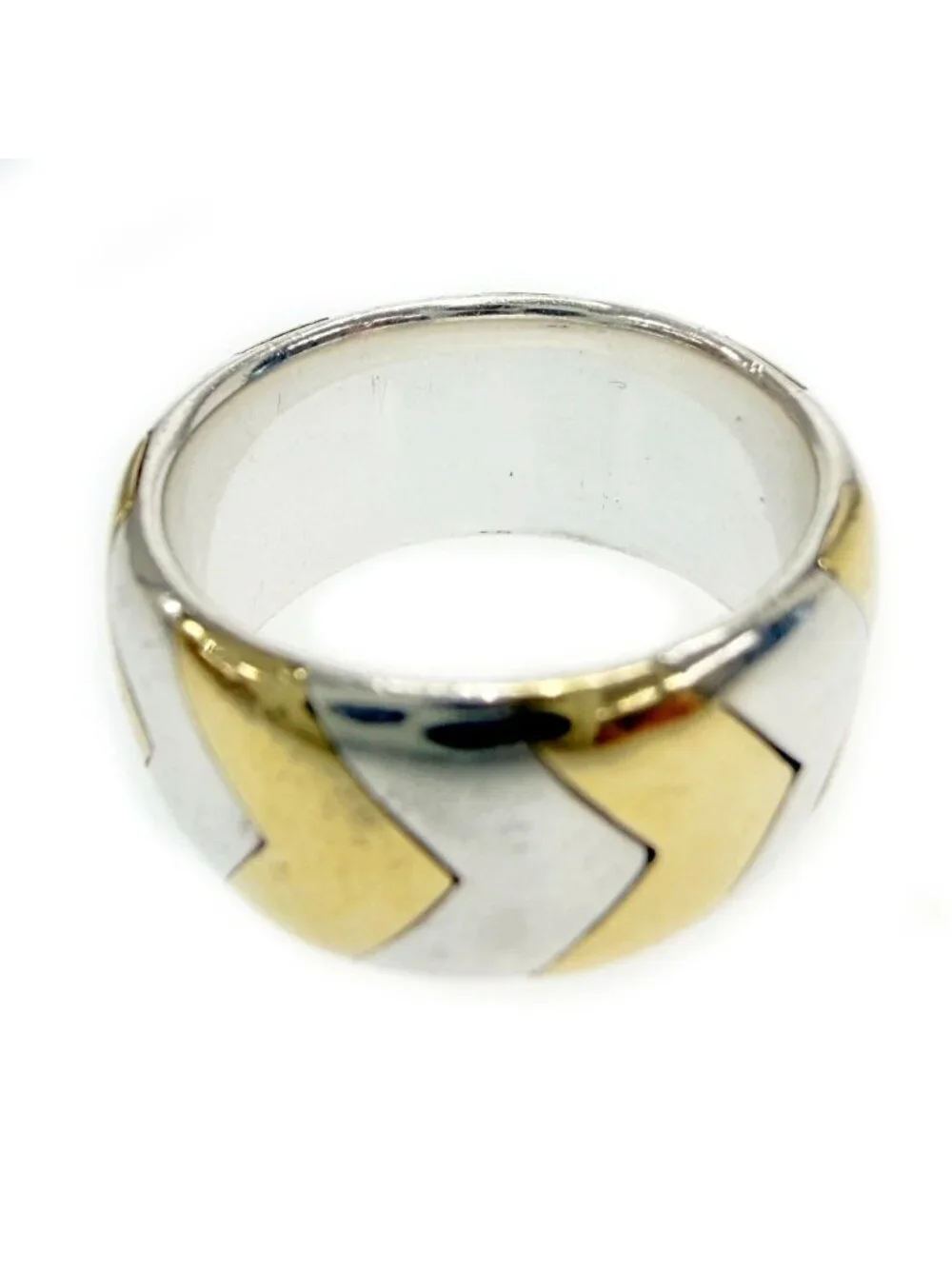 Tiffany & Co Silver Gold Combination Herringbone Ring